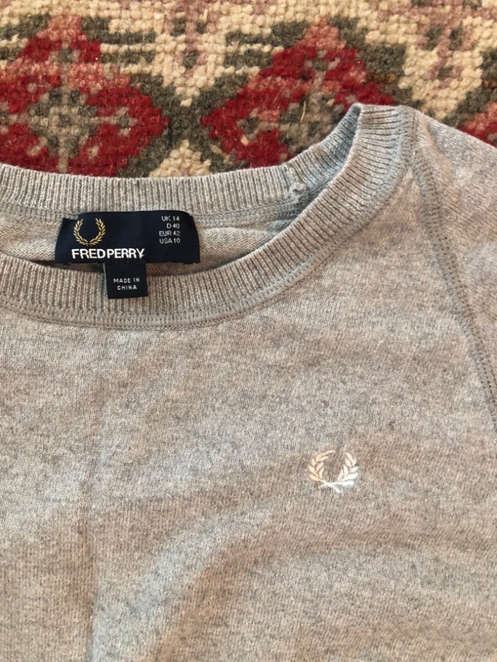 Fred Perry Raglan Sweater Dress Stretch Cotton/Cashmere Knit UK 14 US 10 - Picture 3 of 8